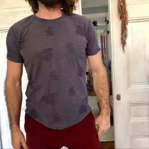 Keugoe SIZE M grey distressed burnout crew cut tee